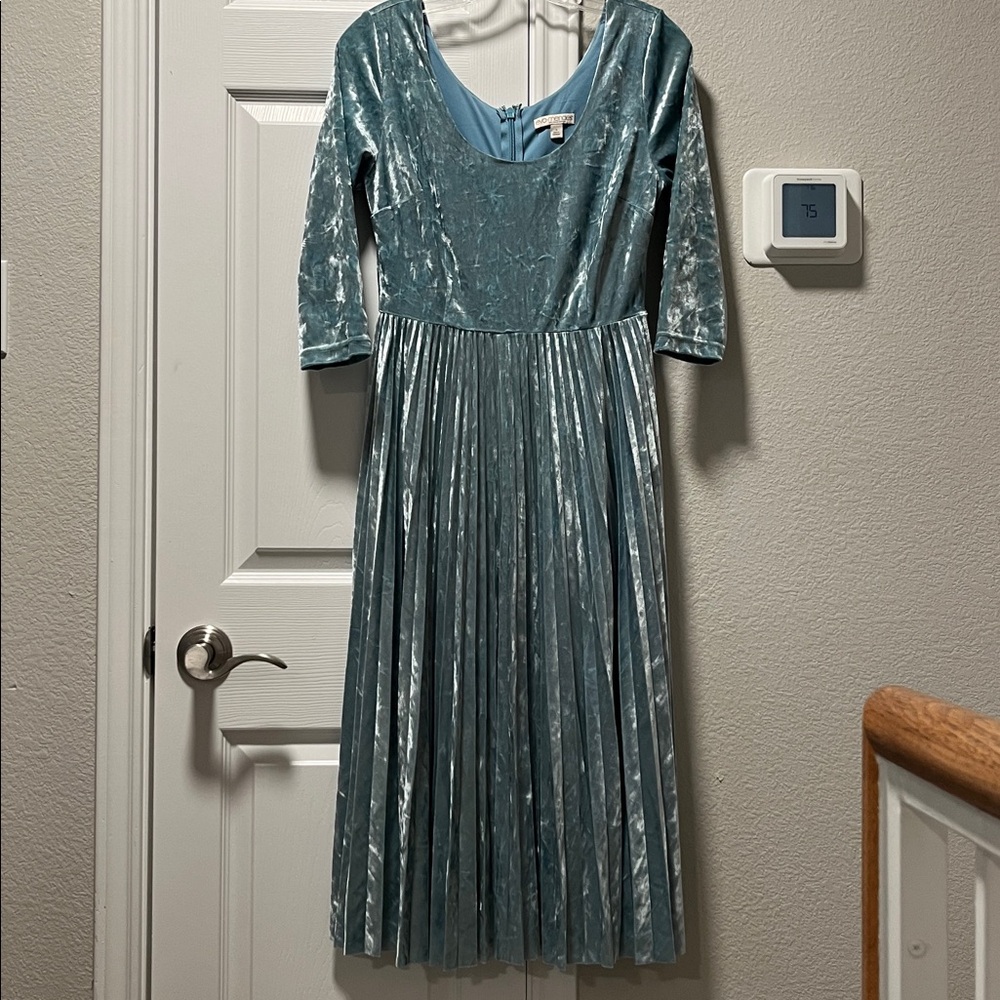 Eva Mendes for New York & Company Teal Velvet Dress